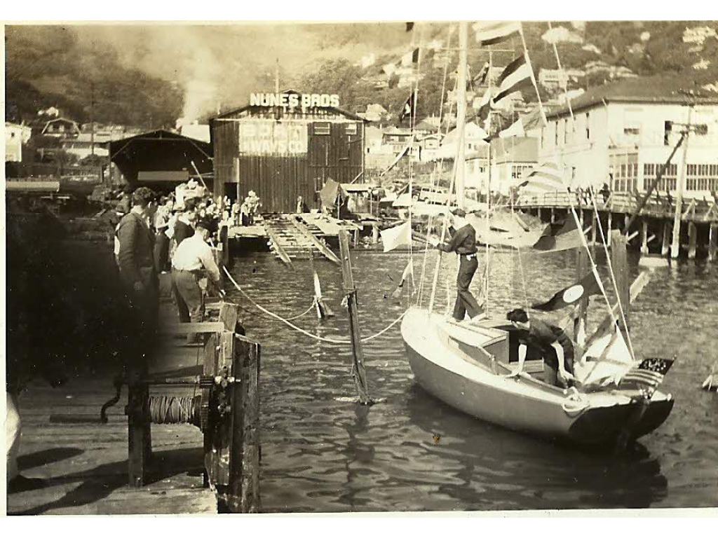 Launching Bear boat Frolic in 1946