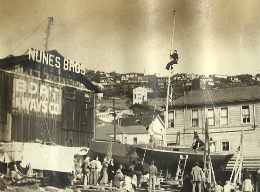 Historic photo of the Nunes Boat & Ways yard in Sausalito